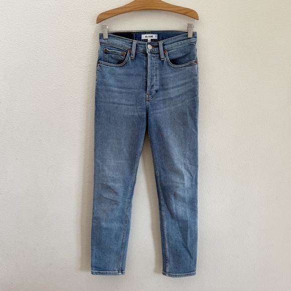 RE/DONE High-rise ankle crop jeans in Mid 90's Size 25 - Picture 2 of 5